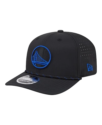 New Era Men's Black Golden State Warriors Sport Rope Vented Stretch-Snap 9SEVENTY Hat