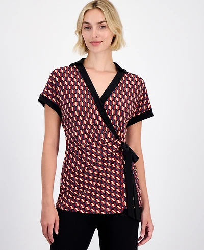 Anne Klein Women's Collared Wrap Top