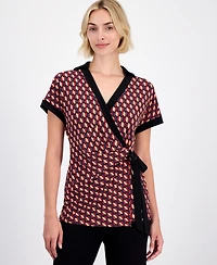 Anne Klein Women's Collared Wrap Top