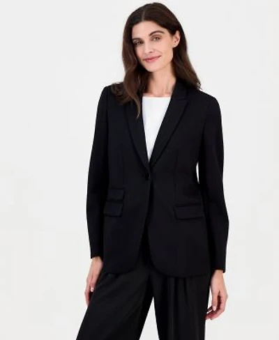 Anne Klein Womens Triple Pocket One Button Jacket