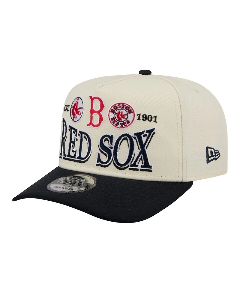 New Era Men's Cream Boston Red Sox Throwback Tri-Hit A-Frame 9FIFTY Adjustable Hat