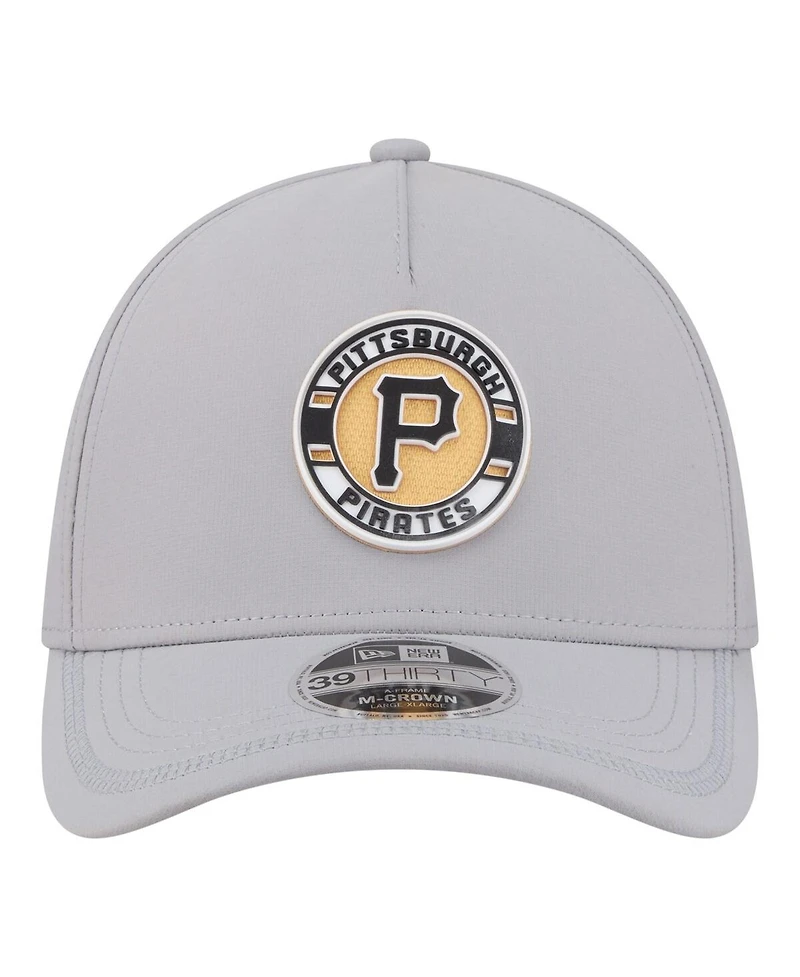 New Era Men's Gray Pittsburgh Pirates Patch 39THIRTY A-Frame M-Crown Perforated Flex Hat