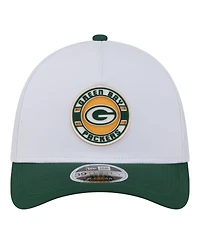 New Era Men's White/Green Bay Packers Patch 39THIRTY A-Frame M-Crown Perforated Flex Hat