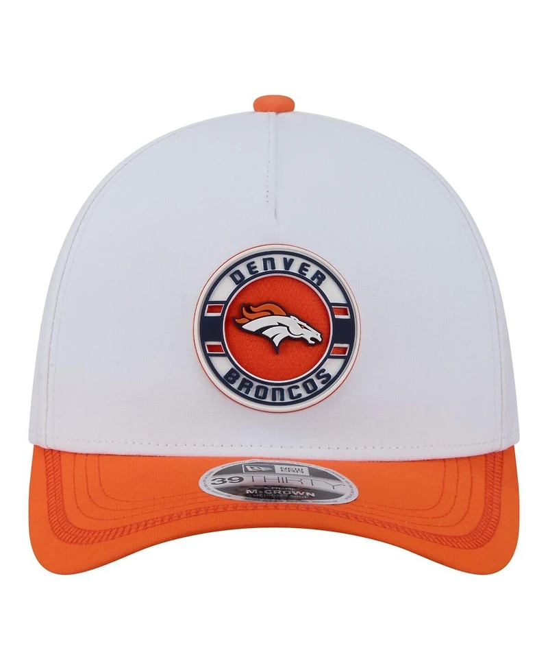 New Era Men's White/Orange Denver Broncos Patch 39THIRTY A-Frame M-Crown Perforated Flex Hat