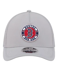 New Era Men's Gray Boston Red Sox Patch 39THIRTY A-Frame M-Crown Perforated Flex Hat