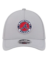 New Era Men's Gray Atlanta Braves Patch 39THIRTY A-Frame M-Crown Perforated Flex Hat