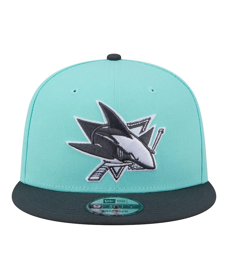 New Era Men's Turquoise/Charcoal San Jose Sharks Two-Tone Color Pack 9FIFTY Snapback Hat