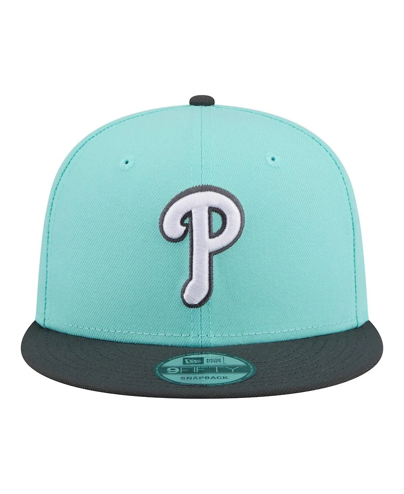New Era Men's Turquoise/Charcoal Philadelphia Phillies Two-Tone Color Pack 9FIFTY Snapback Hat