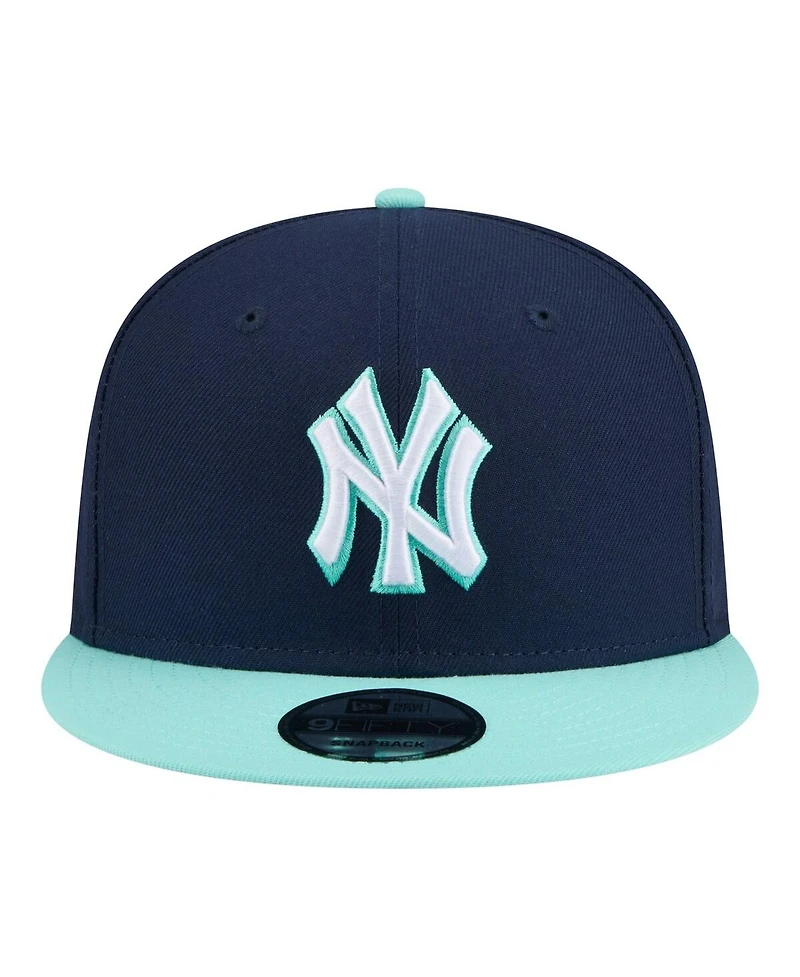 New Era Men's Navy/Turquoise New York Yankees Two-Tone Color Pack 9FIFTY Snapback Hat