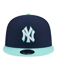 New Era Men's Navy/Turquoise New York Yankees Two-Tone Color Pack 9FIFTY Snapback Hat
