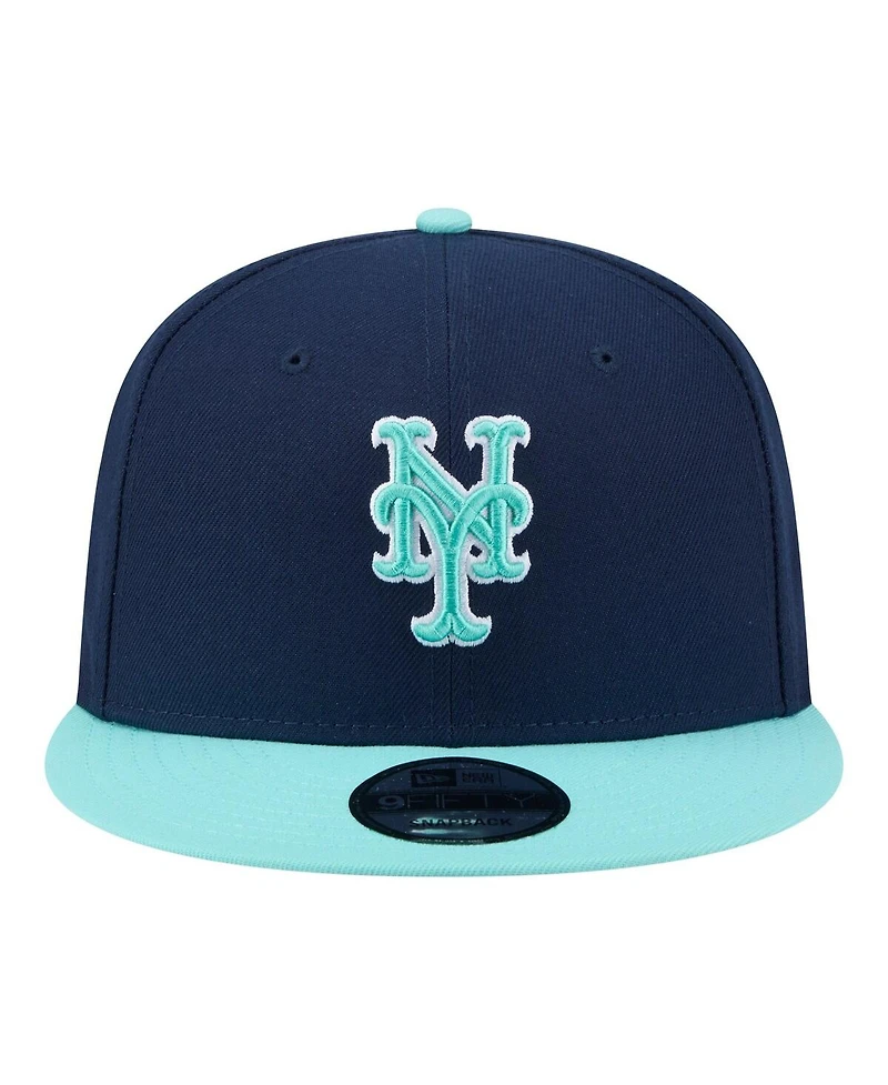 New Era Men's Navy/Turquoise New York Mets Two-Tone Color Pack 9FIFTY Snapback Hat