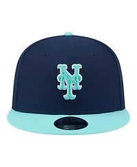 New Era Men's Navy/Turquoise New York Mets Two-Tone Color Pack 9FIFTY Snapback Hat