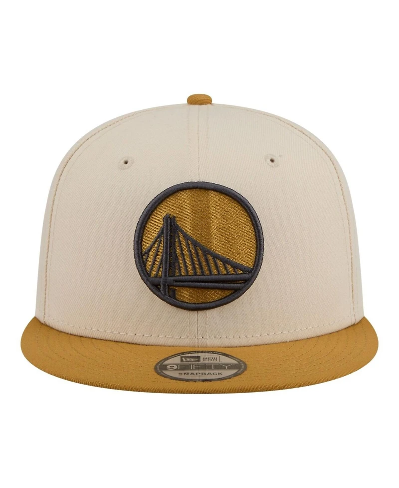 New Era Men's Cream/Tan Golden State Warriors Two-Tone Color Pack 9FIFTY Snapback Hat