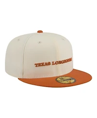 New Era Men's Cream/Texas Orange Texas Longhorns Two-Tone Script 59FIFTY Fitted Hat