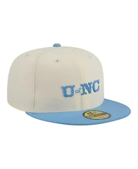 New Era Men's Cream/Carolina Blue North Carolina Tar Heels Two-Tone Script 59FIFTY Fitted Hat
