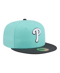 New Era Men's Turquoise/Charcoal Philadelphia Phillies Two-Tone Color Pack 59FIFTY Fitted Hat