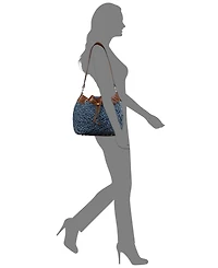 Patricia Nash Belamy Drawstring Washed Woven Denim Small Bucket Bag