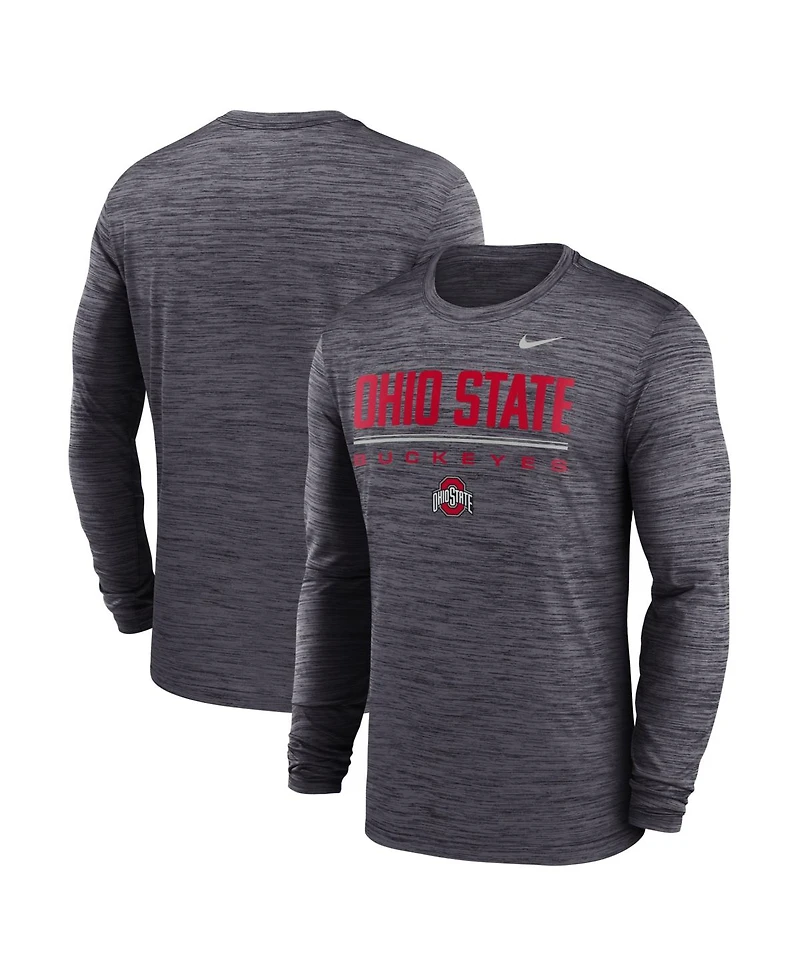 Nike Men's Black Ohio State Buckeyes Sideline Velocity Dri-fit Long Sleeve T-Shirt