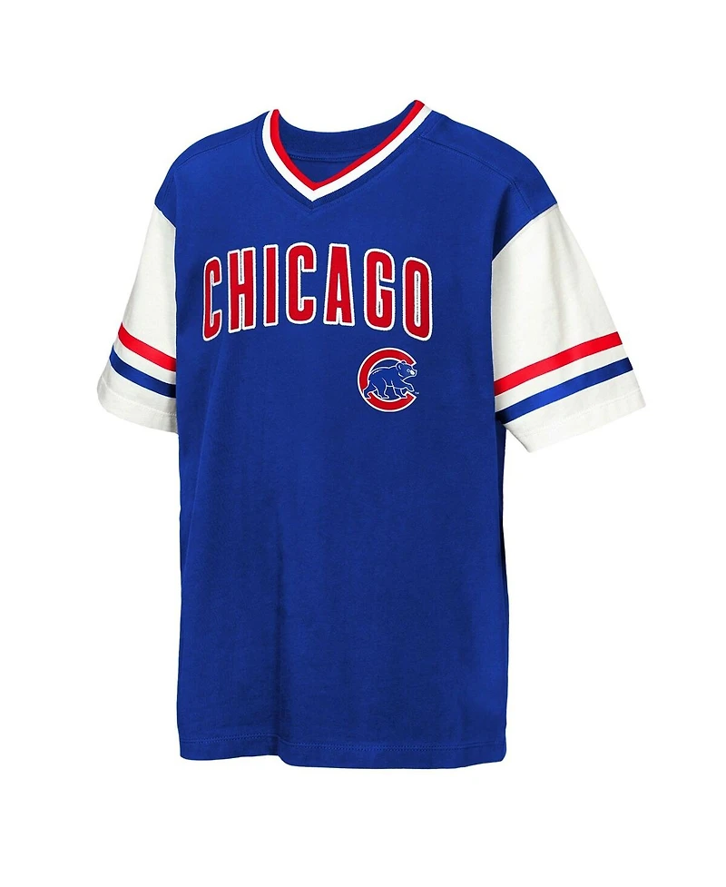 Outerstuff Big Boys and Girls Royal Chicago Cubs League Base Runner Ringer T-Shirt