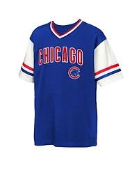 Outerstuff Big Boys and Girls Royal Chicago Cubs League Base Runner Ringer T-Shirt