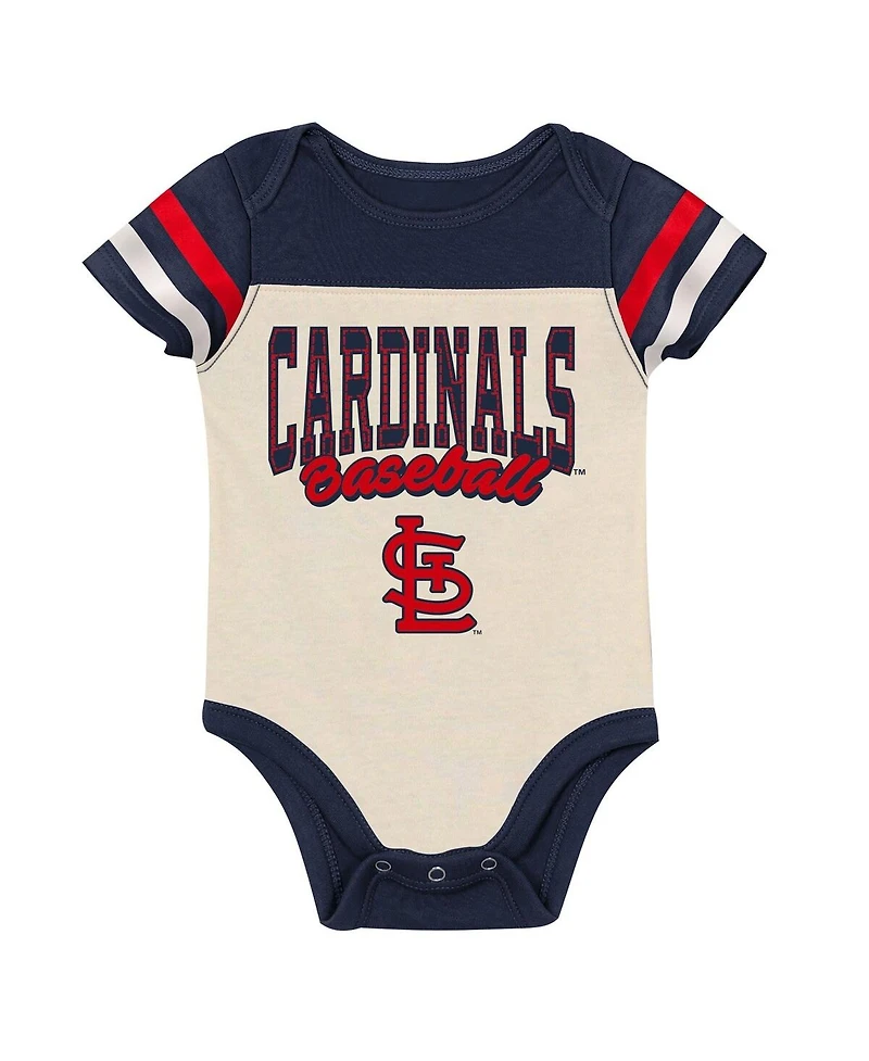 Outerstuff Baby Boys and Girls 3-Piece Navy St. Louis Cardinals Up One Bodysuit, Bib Booties Set