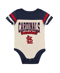 Outerstuff Baby Boys and Girls 3-Piece Navy St. Louis Cardinals Up One Bodysuit, Bib Booties Set