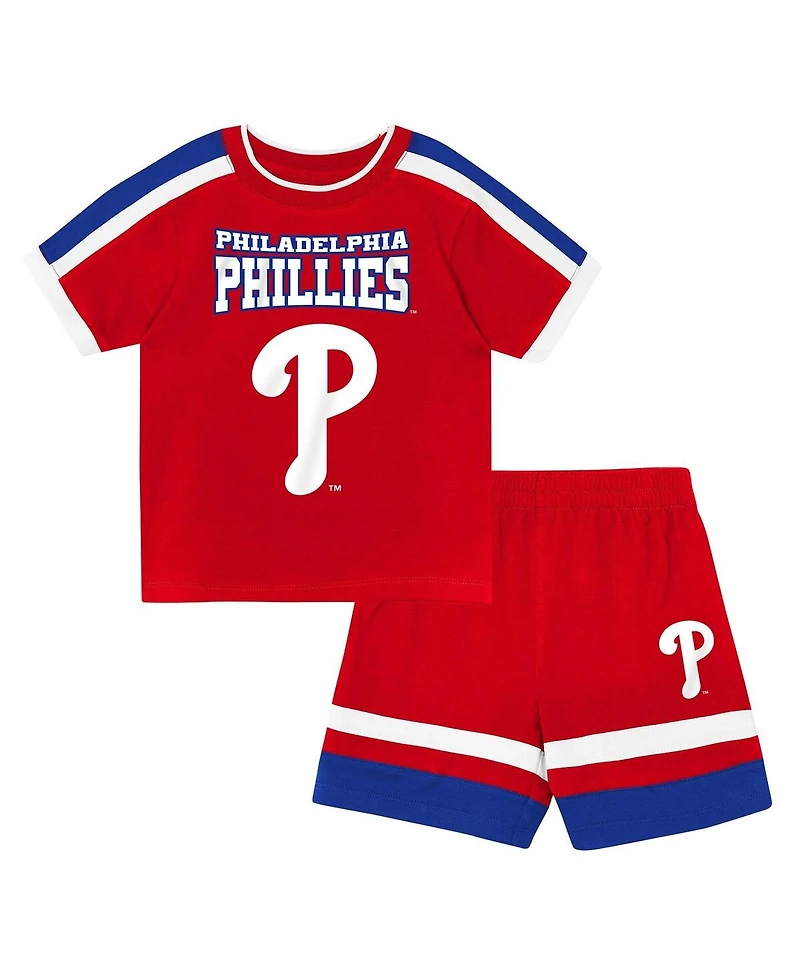 Outerstuff Toddler 2-Piece Red Philadelphia Phillies Ground Ball T-Shirt and Shorts Set