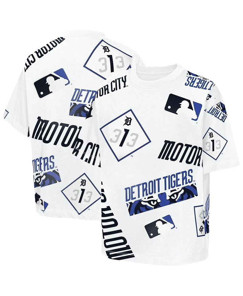 Outerstuff Big Boys and Girls White Detroit Tigers Circus Catch T-Shirt