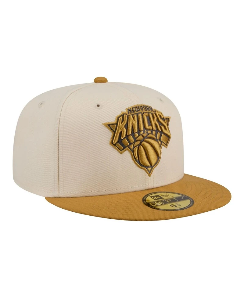New Era Men's Cream/Tan York Knicks Two-Tone Color Pack 59FIFTY Fitted Hat