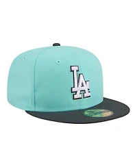 New Era Men's Turquoise/Charcoal Los Angeles Dodgers Two-Tone Color Pack 59FIFTY Fitted Hat