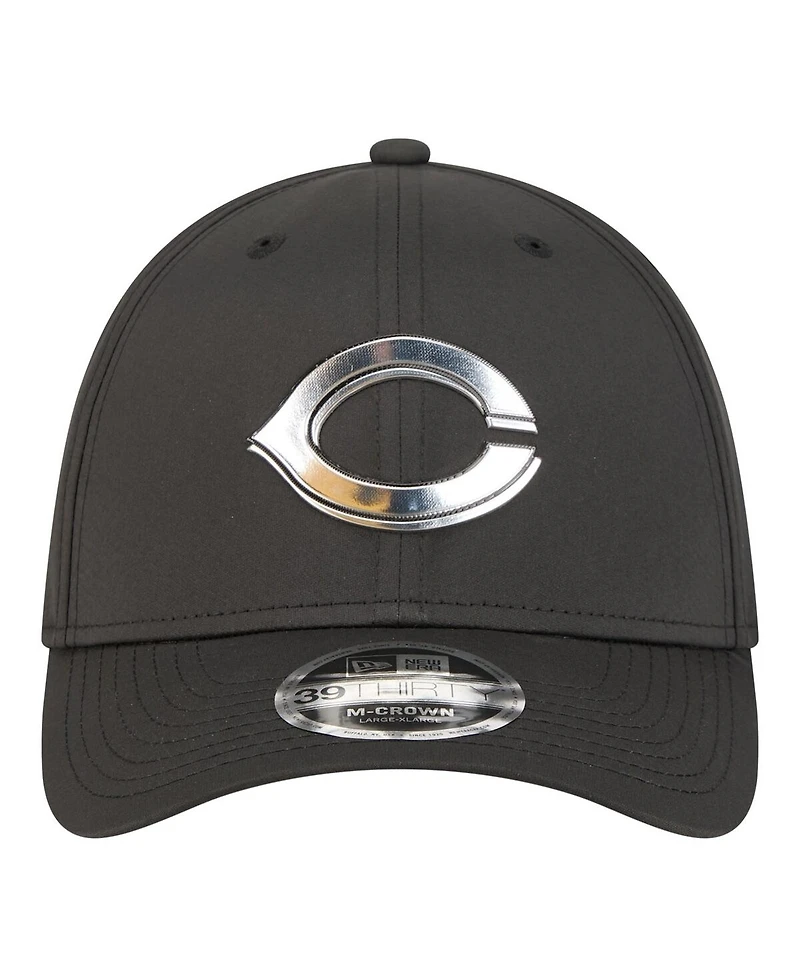 New Era Men's Black Cincinnati Reds Metallic 39THIRTY M-Crown Flex Hat