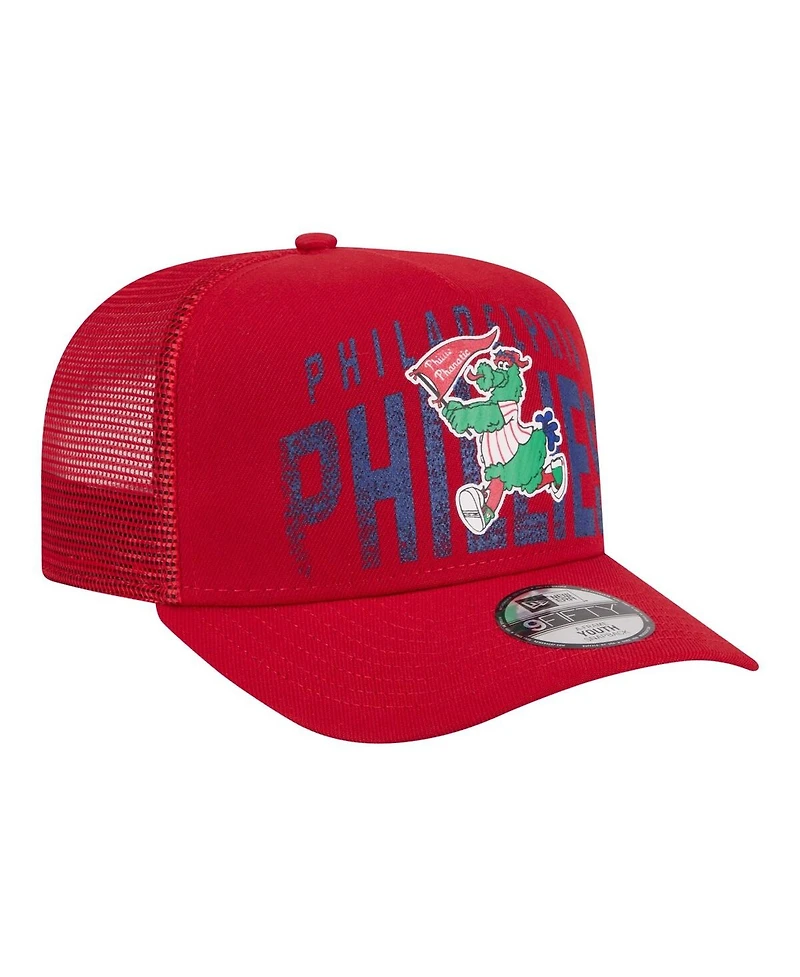 New Era Big Boys and Girls Red Philadelphia Phillies Logo Fade A-Frame 9FIFTY Snapback Hat