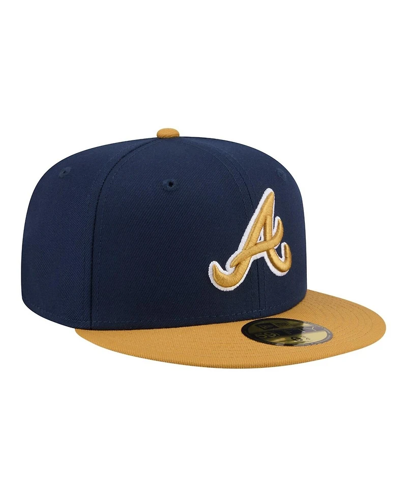 New Era Men's Navy/Khaki Atlanta Braves Two-Tone Color Pack 59FIFTY Fitted Hat