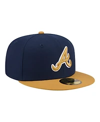 New Era Men's Navy/Khaki Atlanta Braves Two-Tone Color Pack 59FIFTY Fitted Hat