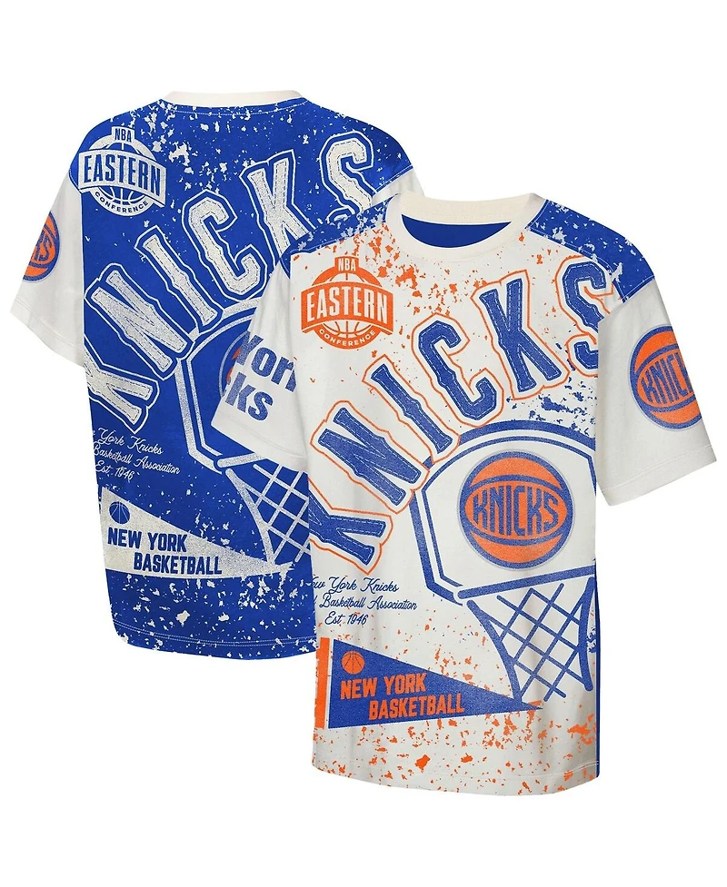 Outerstuff Big Boys and Girls Cream New York Knicks Top Player All-Over-Print T-Shirt
