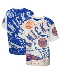 Outerstuff Big Boys and Girls Cream New York Knicks Top Player All-Over-Print T-Shirt