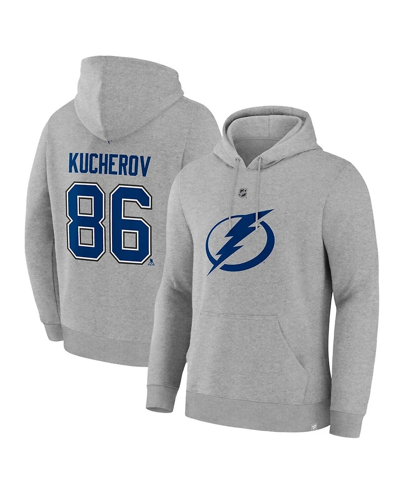 Fanatics Men's Nikita Kucherov Steel Tampa Bay Lightning Authentic Stack Name and Number Hoodie