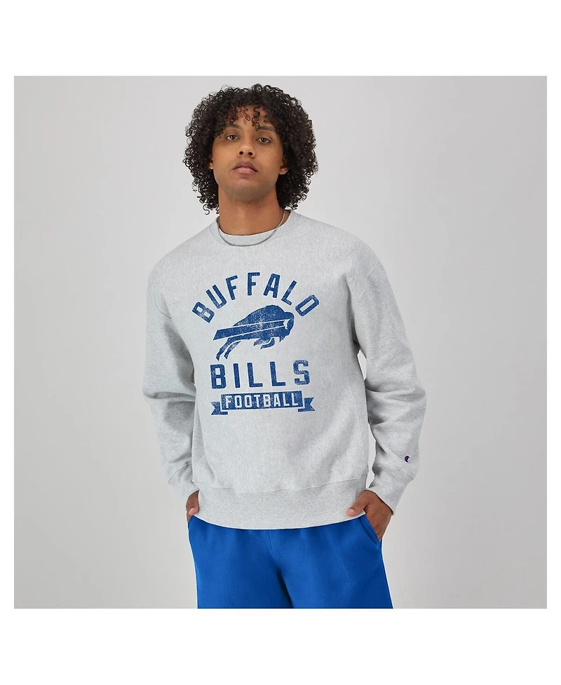 Champion Men's Heather Gray Buffalo Bills Reverse Weave Fleece Pullover Sweatshirt