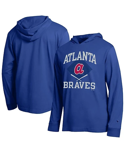Champion Men's Royal Atlanta Braves Cooperstown Hooded Long-Sleeve T-Shirt