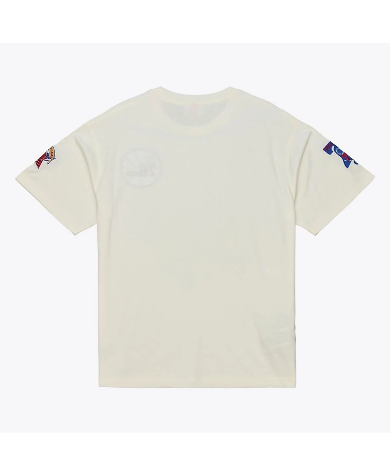 Mitchell & Ness Men's Cream Philadelphia 76ers Hardwood Classics Chainstitch Premium T-Shirt
