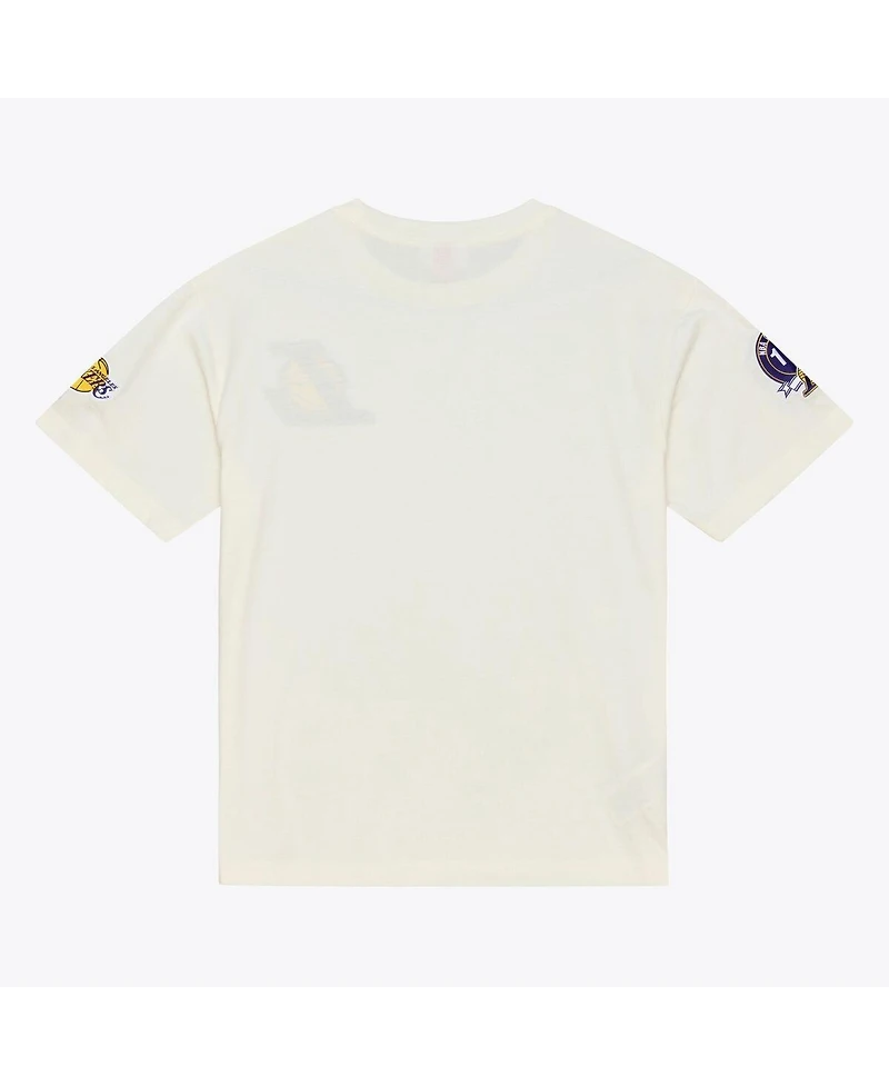 Mitchell & Ness Men's Cream Los Angeles Lakers Hardwood Classics Chainstitch Premium T-Shirt