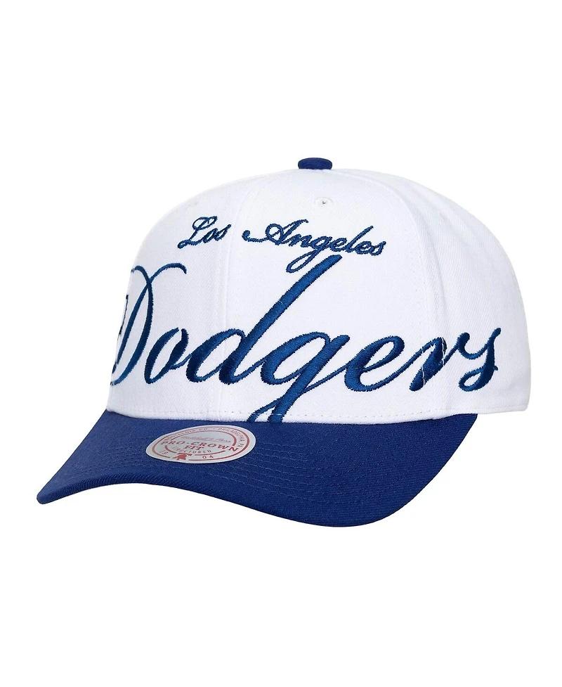 Mitchell & Ness Men's and Women's White/Royal Los Angeles Dodgers Xl Script Pro Crown Adjustable Hat