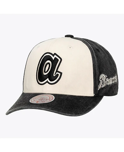 Mitchell & Ness Men's and Women's Cream/Black Atlanta Braves Snow Block Pro Crown Snapback Hat
