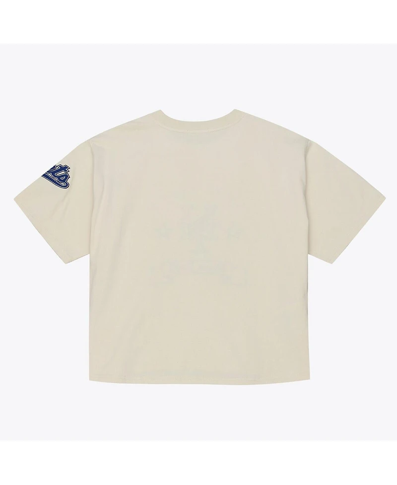 Mitchell & Ness Women's Cream New York Mets Cooperstown Yacht Rock Boxy Cropped T-Shirt