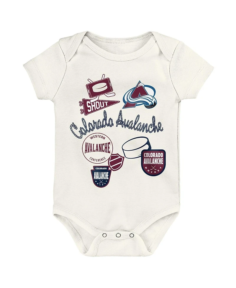 Outerstuff Baby Boys and Girls 3-Pack Colorado Avalanche Littlest Player Bodysuit Set