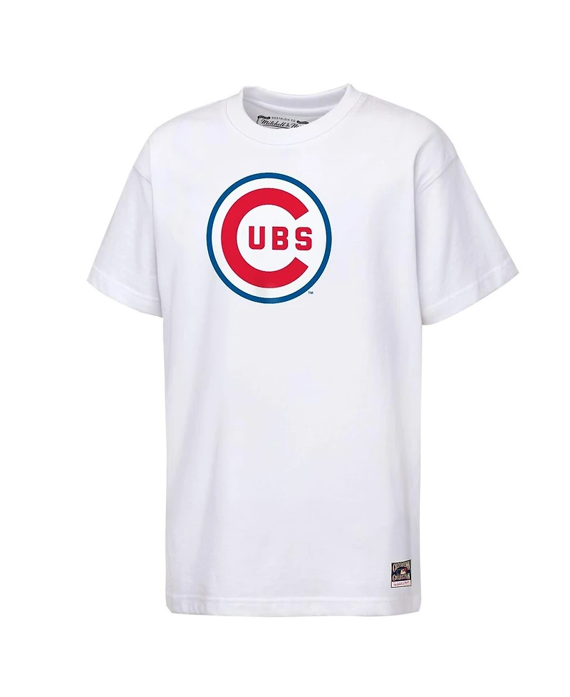 Mitchell & Ness Big Boys and Girls White Chicago Cubs Cooperstown Concession T-Shirt