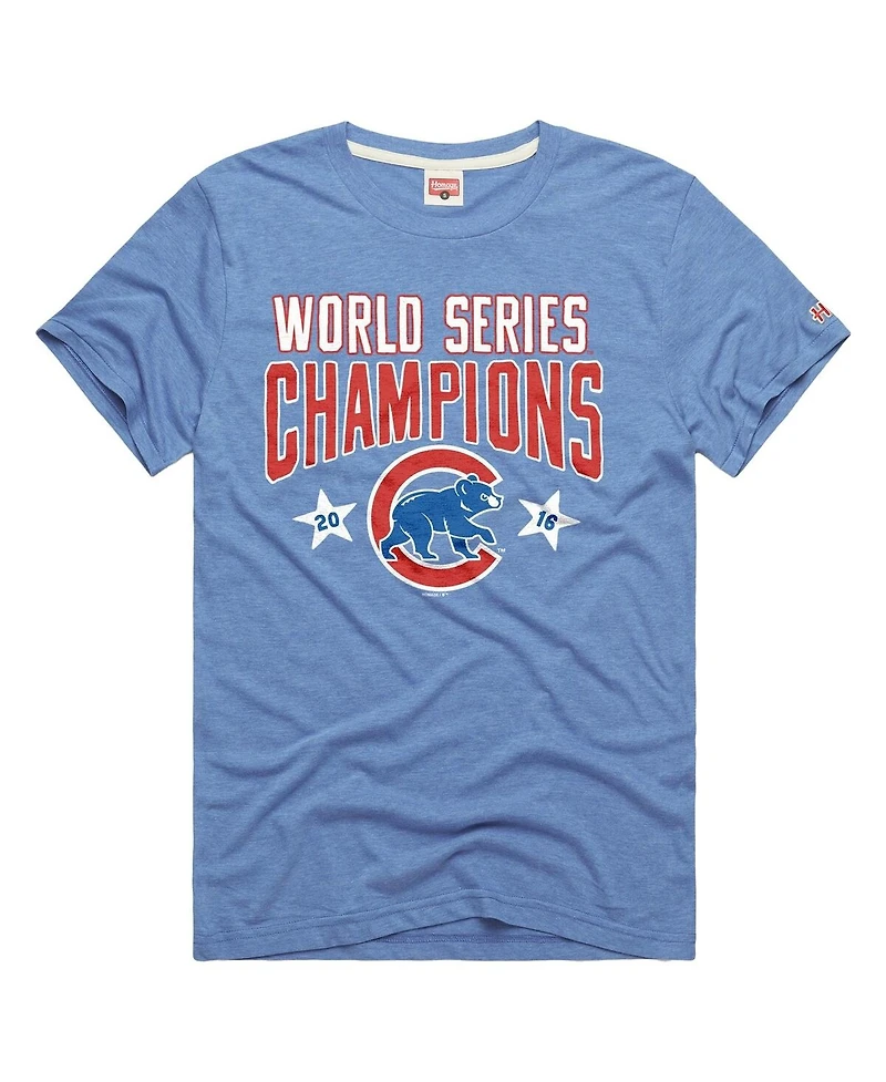 Homage Men's Light Blue Chicago Cubs Tri-Blend Hyperlocal T-Shirt