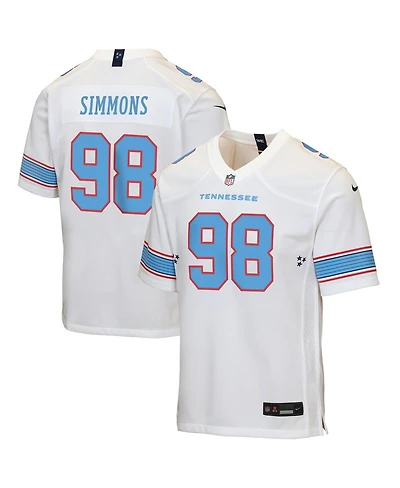 Nike Big Boys and Girls Jeffery Simmons White Tennessee Titans Game Jersey