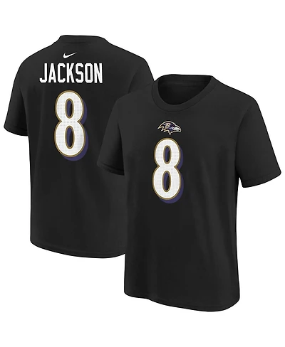 Nike Big Boys and Girls Lamar Jackson Black Baltimore Ravens Player Name & Number T-Shirt