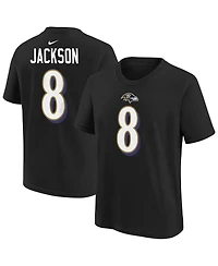 Nike Big Boys and Girls Lamar Jackson Black Baltimore Ravens Player Name & Number T-Shirt